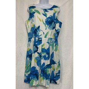 CB Established 1962 women’s Dress Sz 12  Blue & Green Floral Sheath Fit